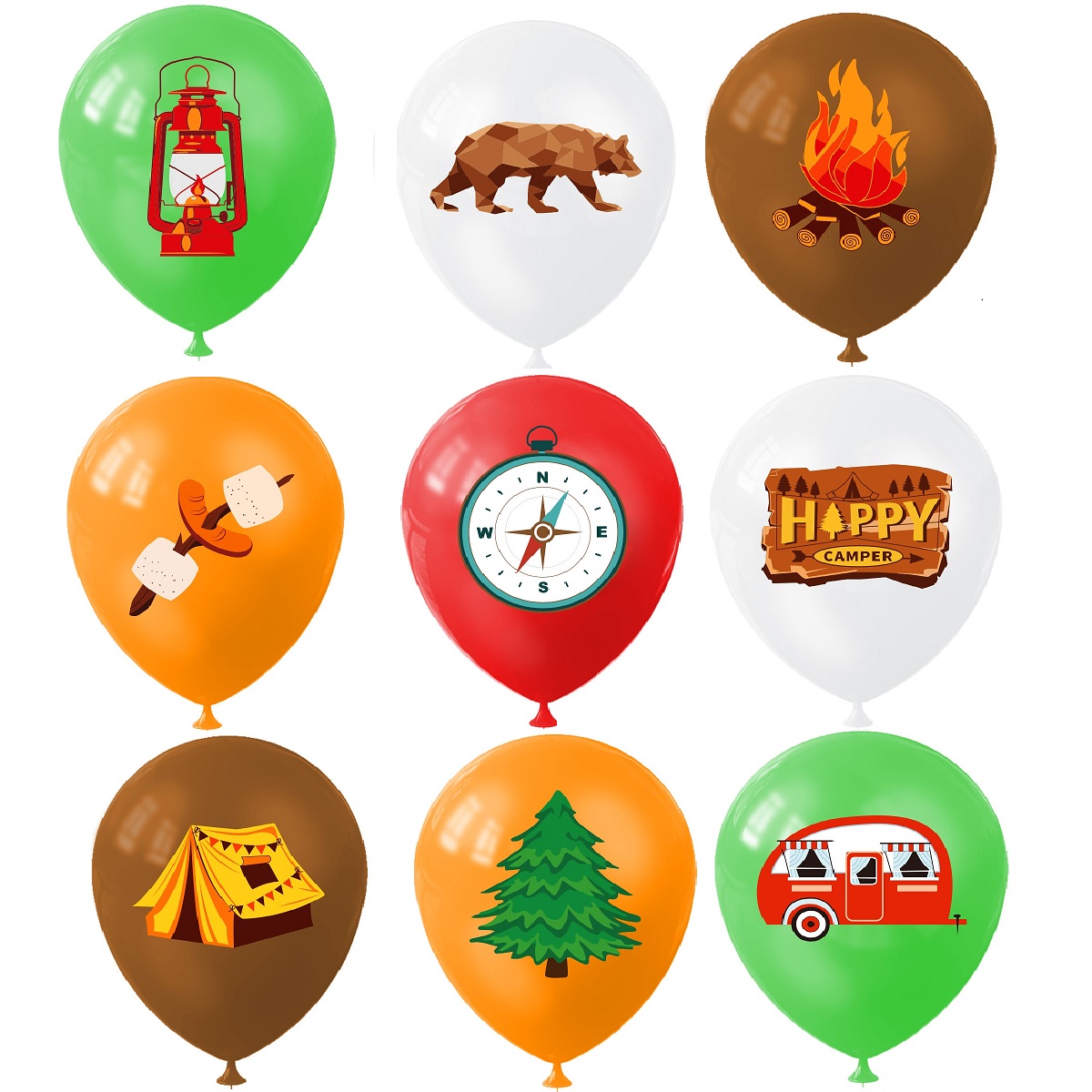 9 adet Mutlu Kamp Balonu, Açık - Outdoor Adventure Birthday Party incelemesi ve fiyatı